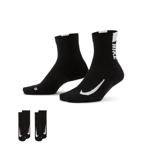 Nike Multiplier Running Ankle Socks (2 Pairs) - Black - Polyester