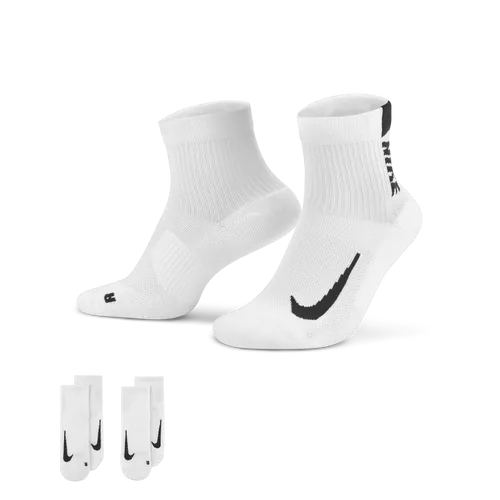 Nike Multiplier Running Ankle Socks (2 Pairs) - White - Polyester