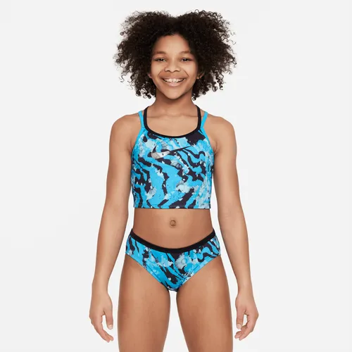 Nike Older Kids' (Girls') T-Crossback Midkini Swim Set - Blue - Polyester