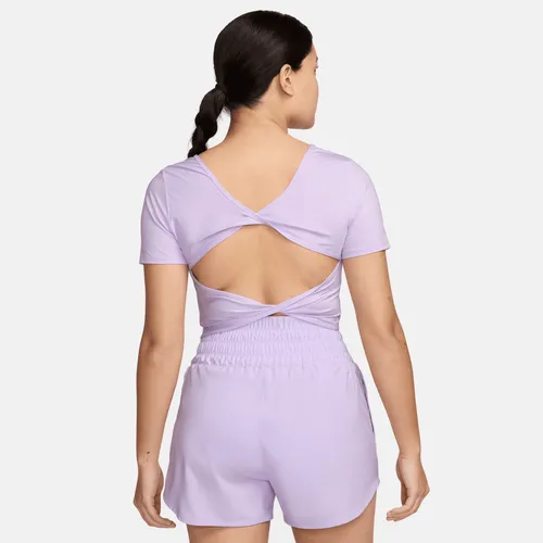 Nike One Classic Women's Dri-FIT Short-Sleeve Cropped Twist Top - Purple - Polyester
