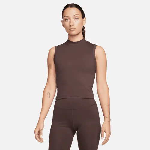 Nike One Fitted Women's Dri-FIT Mock-Neck Cropped Tank Top - Brown - Polyester
