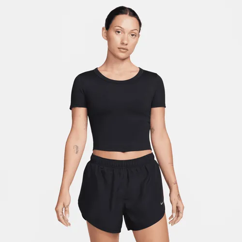 Nike One Fitted Women's Dri-FIT Short-Sleeve Cropped Top - Black - Polyester
