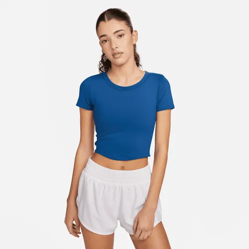 Nike One Fitted Women's Dri-FIT Short-Sleeve Cropped Top - Blue - Polyester