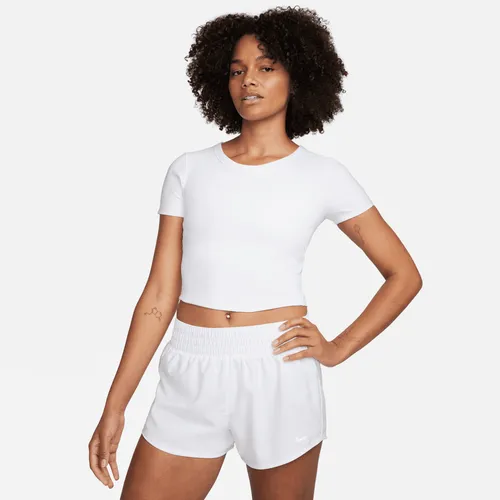 Nike One Fitted Women's Dri-FIT Short-Sleeve Cropped Top - White - Polyester