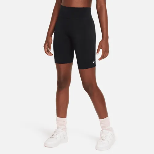 Nike One Leak Protection: Period Older Kids' (Girls') High-Waisted 18cm (approx.) Biker Shorts - Black - Polyester