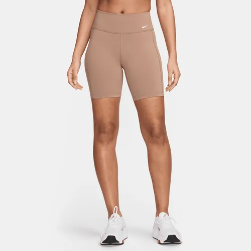 Nike One Leak Protection: Women's Mid-Rise 18cm (approx.) Period Biker Shorts - Brown - Polyester
