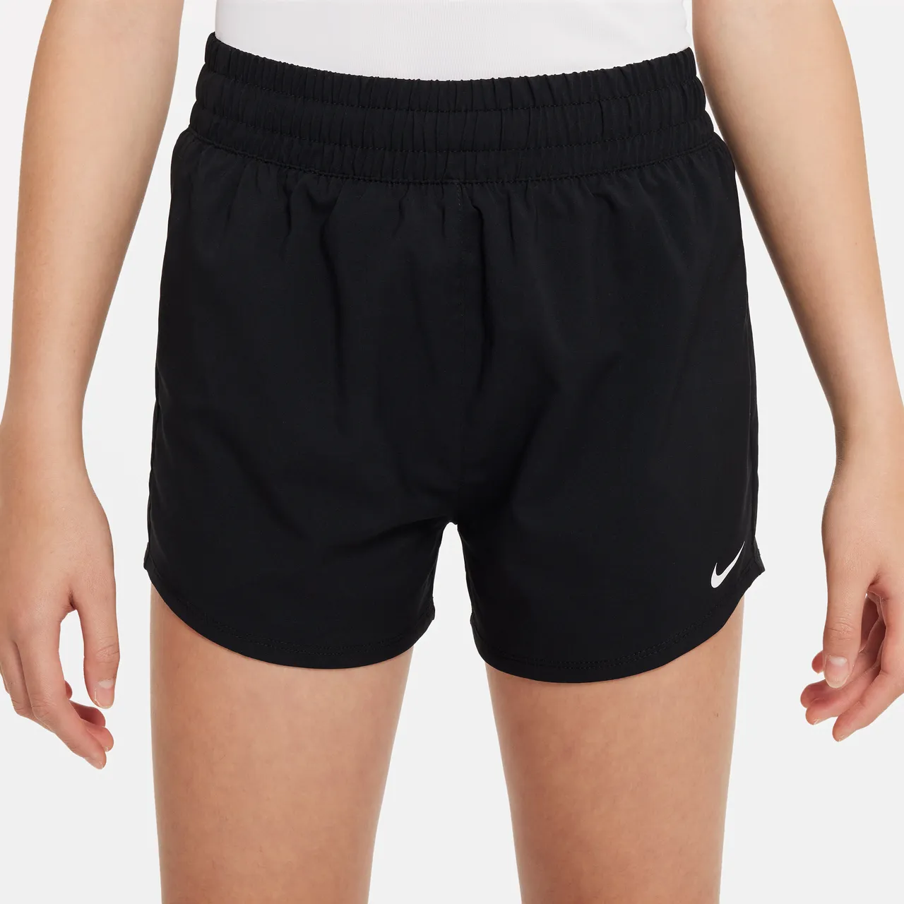 Nike One Older Kids' (Girls') Dri-FIT High-Waisted Woven Training Shorts - Black - Polyester