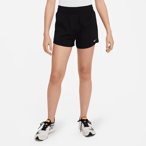 Nike One Older Kids' (Girls') Dri-FIT High-Waisted Woven Training Shorts - Black - Polyester