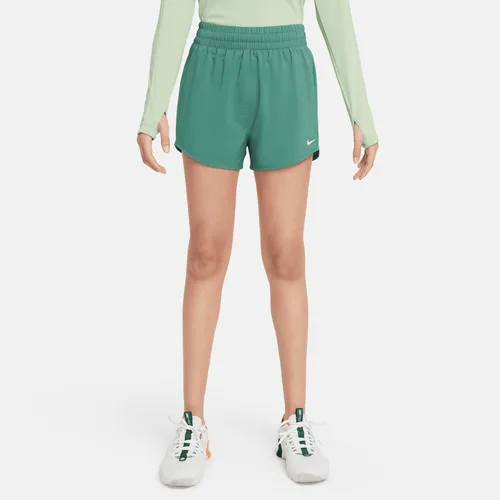Nike One Older Kids' (Girls') Dri-FIT High-Waisted Woven Training Shorts - Green - Polyester