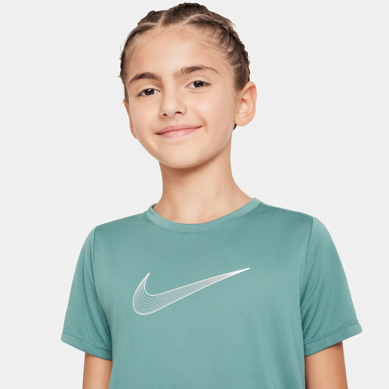 Nike One Older Kids' (Girls') Dri-FIT Short-Sleeve Training Top - Green - Polyester