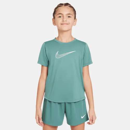 Nike One Older Kids' (Girls') Dri-FIT Short-Sleeve Training Top - Green - Polyester