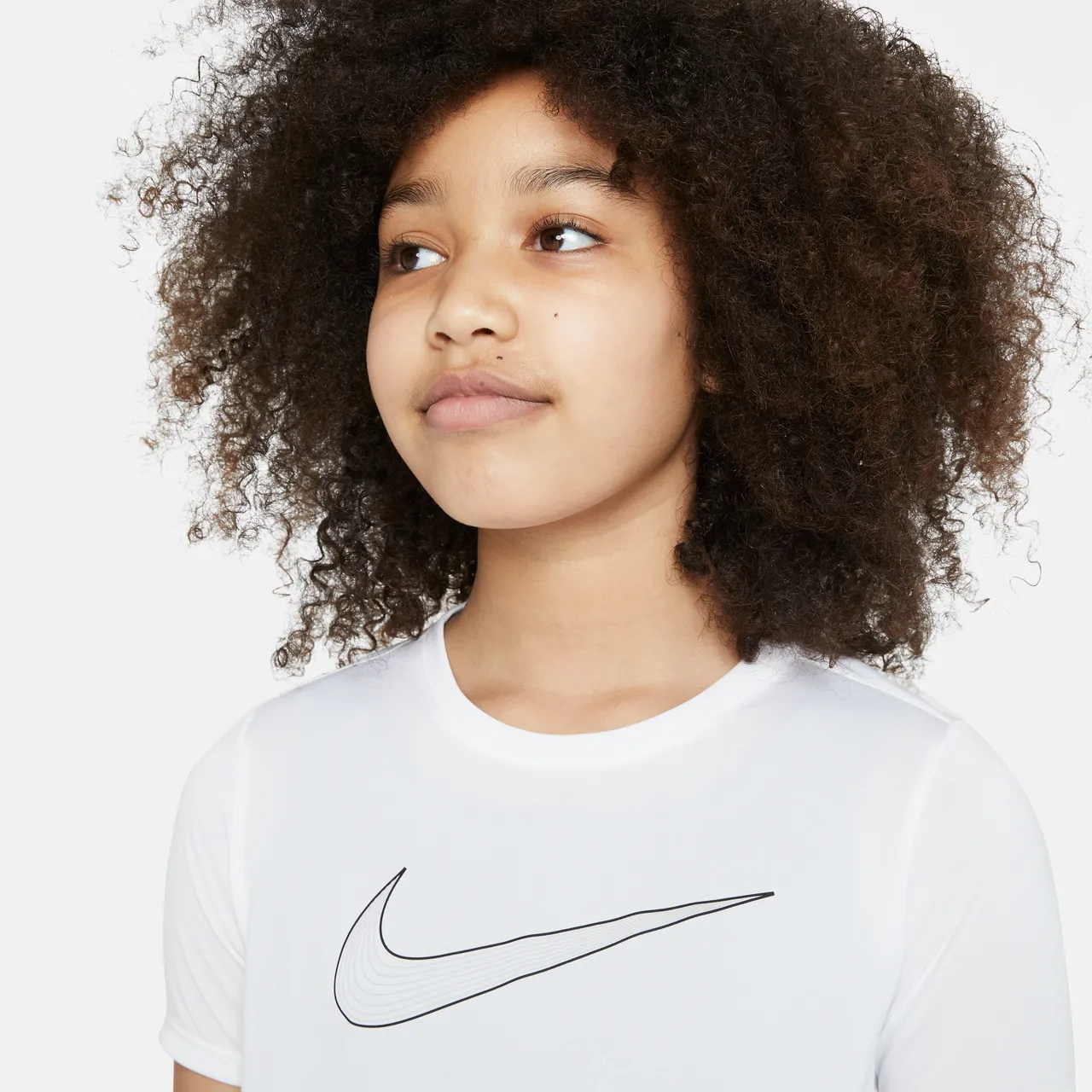 Nike One Older Kids' (Girls') Dri-FIT Short-Sleeve Training Top - White - Polyester