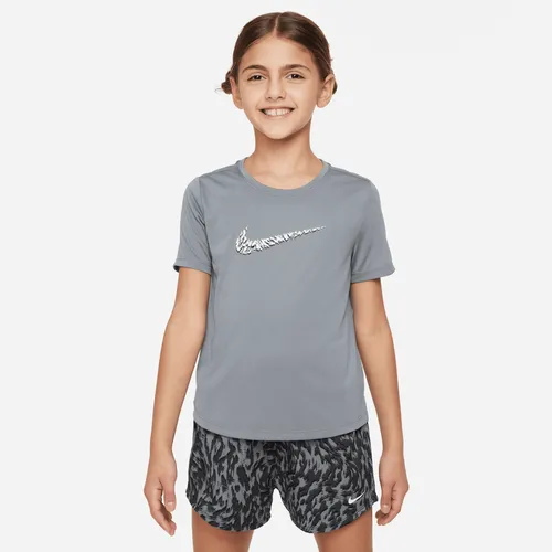 Nike One Older Kids' (Girls') Short-Sleeve Training Top - Grey - Polyester