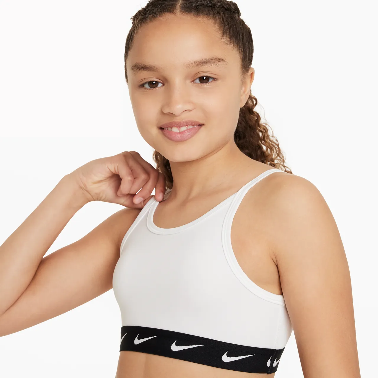 Nike One Older Kids' (Girls') Sports Bra - White - Polyester