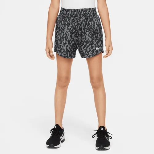Nike One Older Kids' (Girls') Woven High-Waisted Shorts - Grey - Polyester