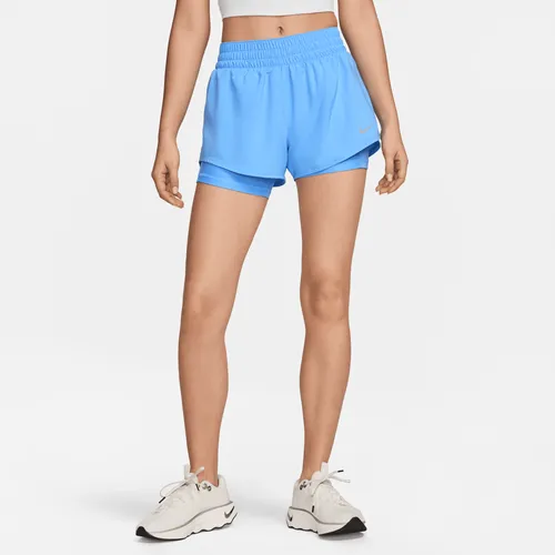Nike One Women's Dri-FIT Mid-Rise 8cm (approx.) 2-in-1 Shorts - Blue - Polyester