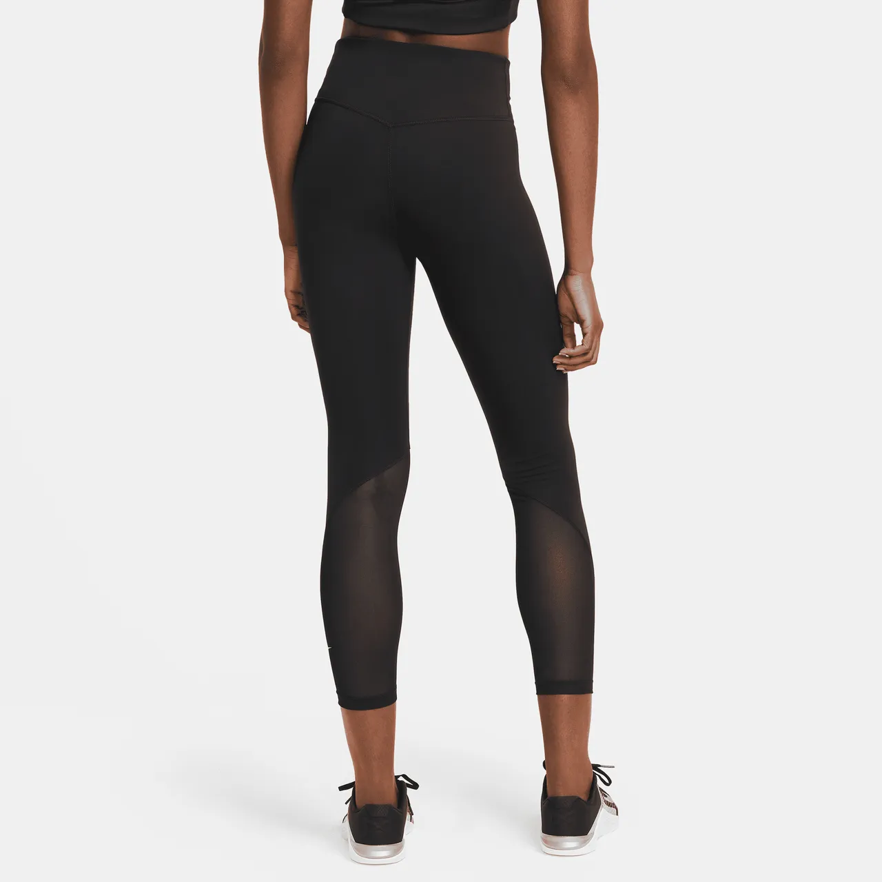 Nike One Women's Mid-Rise 7/8 Mesh-Panelled Leggings - Black - Polyester