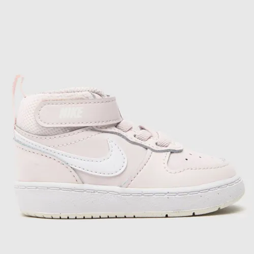 Nike Pale Pink Court Borough Mid 2 Girls Toddler Trainers