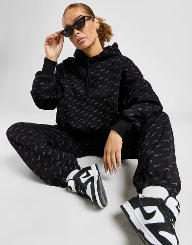 Nike Phoenix Fleece All Over Print Hoodie - Black - Womens