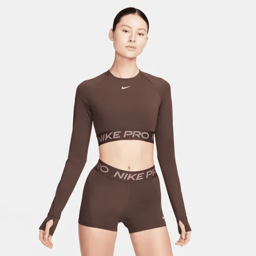 Nike Pro 365 Women's Dri-FIT Cropped Long-Sleeve Top - Brown - Polyester