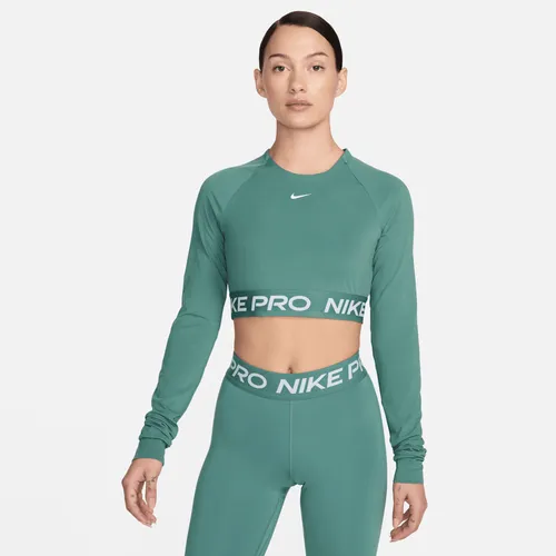 Nike Pro 365 Women's Dri-FIT Cropped Long-Sleeve Top - Green - Polyester