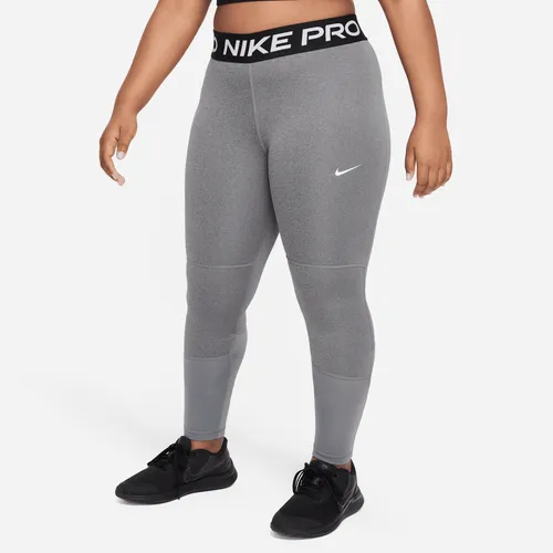 Nike Pro Dri-FIT Older Kids' (Girls') Leggings (Extended Size) - Grey - Polyester