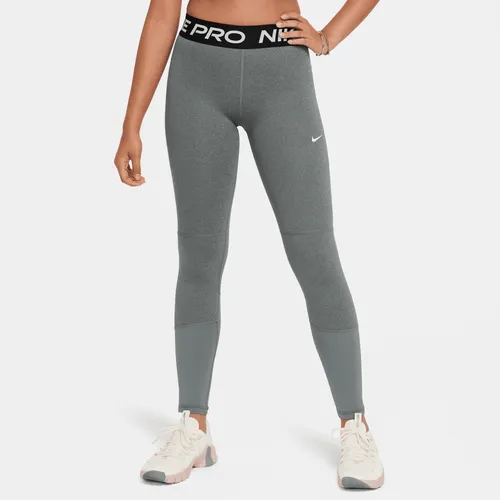 Nike Pro Dri-FIT Older Kids' (Girls') Leggings - Grey - Polyester