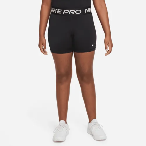 Nike Pro Dri-FIT Older Kids' (Girls') Shorts (Extended Size) - Black - Polyester