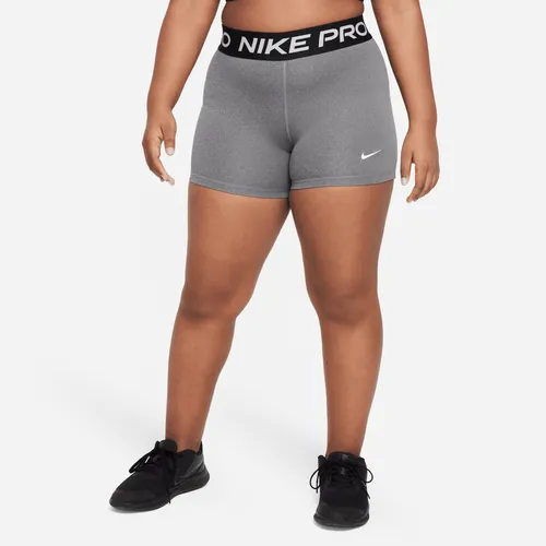 Nike Pro Dri-FIT Older Kids' (Girls') Shorts (Extended Size) - Grey - Polyester