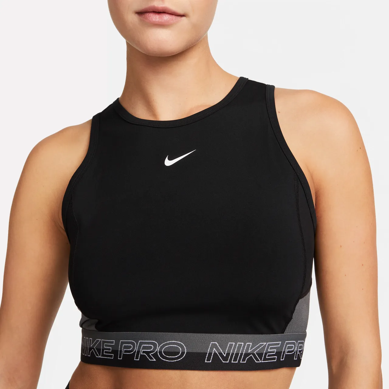 Nike Pro Dri-FIT Women's Cropped Training Tank Top - Black - Polyester