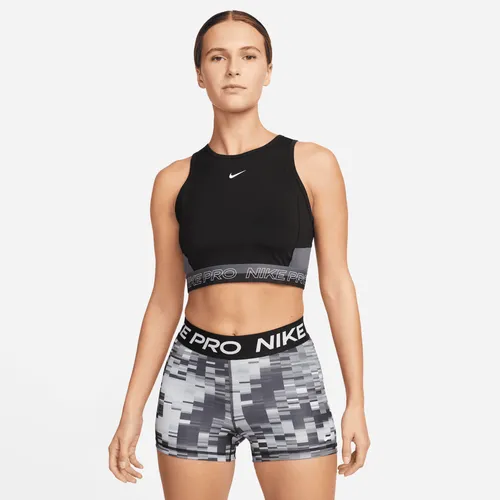 Nike Pro Dri-FIT Women's Cropped Training Tank Top - Black - Polyester