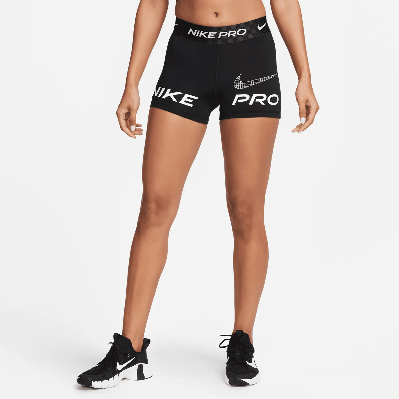 Nike Pro Dri-FIT Women's Mid-Rise 8cm (approx.) Graphic Training Shorts - Black - Polyester
