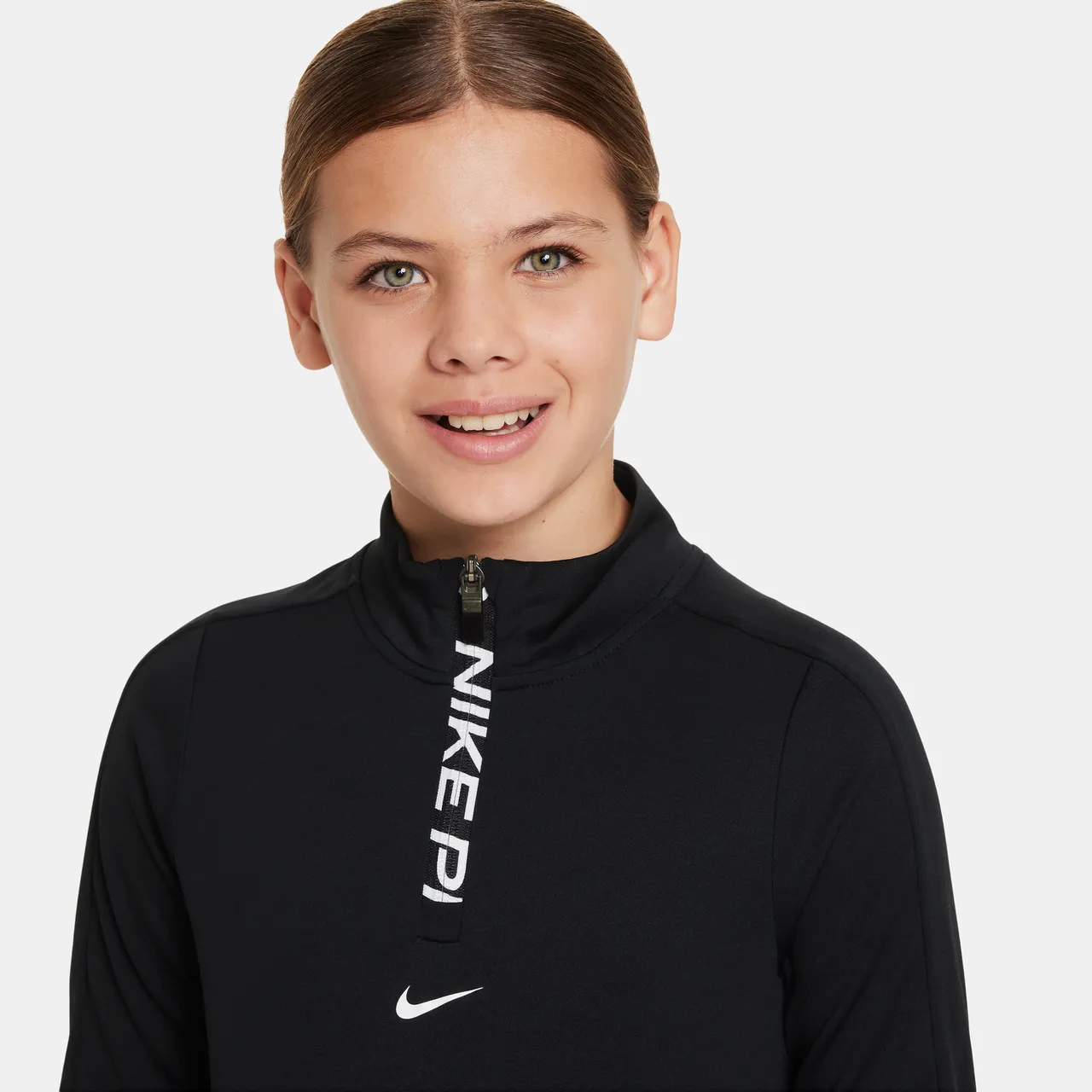 Nike Pro Girls' Dri-FIT Long-Sleeve 1/2-Zip Top - Black - Polyester