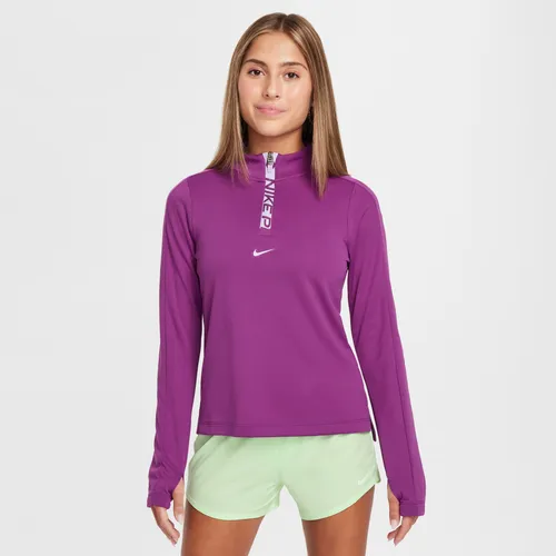 Nike Pro Girls' Dri-FIT Long-Sleeve 1/2-Zip Top - Purple - Polyester