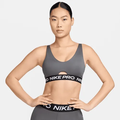 Nike Pro Indy Plunge Women's Medium-Support Padded Sports Bra - Grey - Polyester
