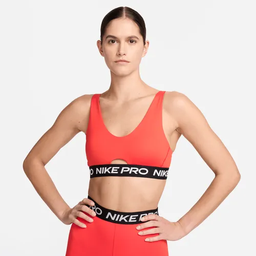 Nike Pro Indy Plunge Women's Medium-Support Padded Sports Bra - Red - Polyester