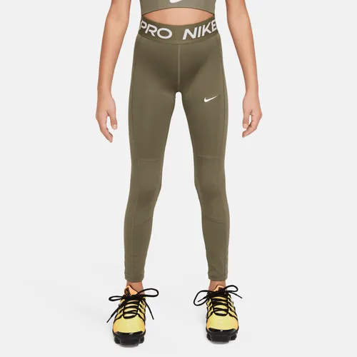 Nike Pro Leak Protection: Period Girls' Dri-FIT Leggings - Green - Polyester