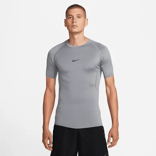 Nike Pro Men's Dri-FIT Tight Short-Sleeve Fitness Top - Grey - Polyester