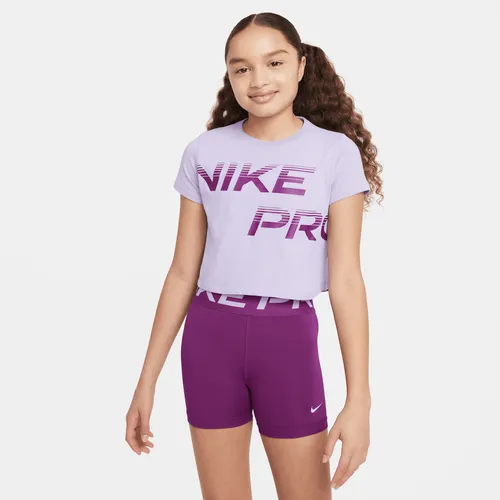 Nike Pro Older Kids' (Girls') Dri-FIT Cropped T-Shirt - Purple - Polyester