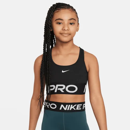 Nike Pro Swoosh Girls' Sports Bra - Black - Polyester