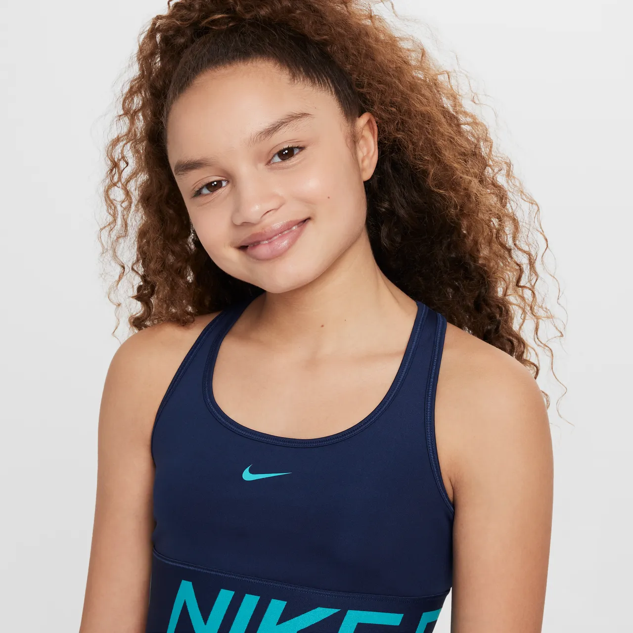 Nike Pro Swoosh Girls' Sports Bra - Blue - Polyester