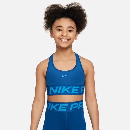 Nike Pro Swoosh Girls' Sports Bra - Blue - Polyester