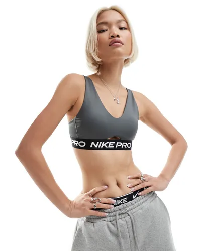 Nike Pro Training Indy plunge bra in iron grey