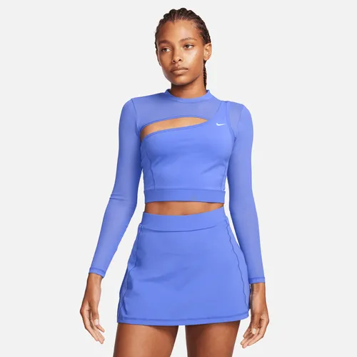 Nike Pro Women's Long-Sleeve Cropped Top - Blue - Polyester