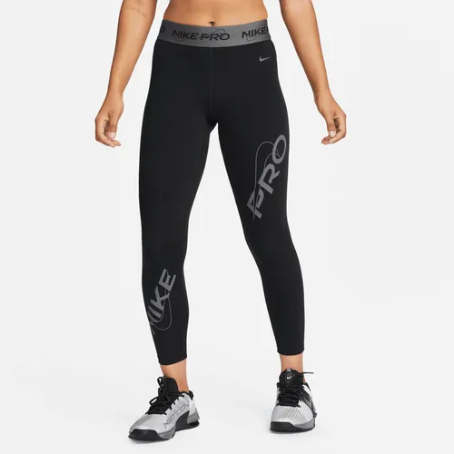Nike Pro Women's Mid-Rise 7/8 Graphic Leggings - Black - Polyester