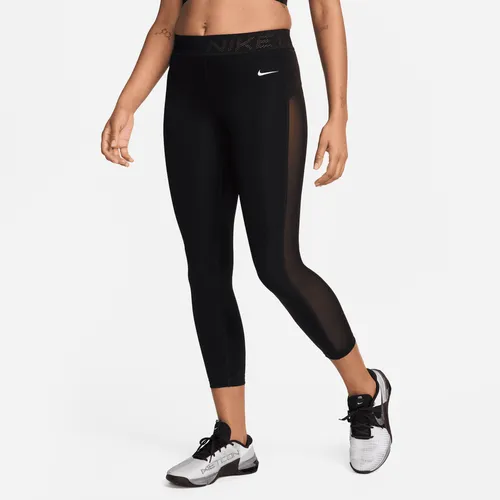 Nike Pro Women's Mid-Rise 7/8 Mesh-Panelled Leggings - Black - Polyester