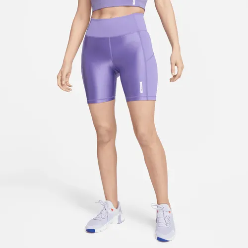 Nike Pro Women's Mid-Rise 7" (approx. 18cm) Biker Shorts - Purple - Polyester