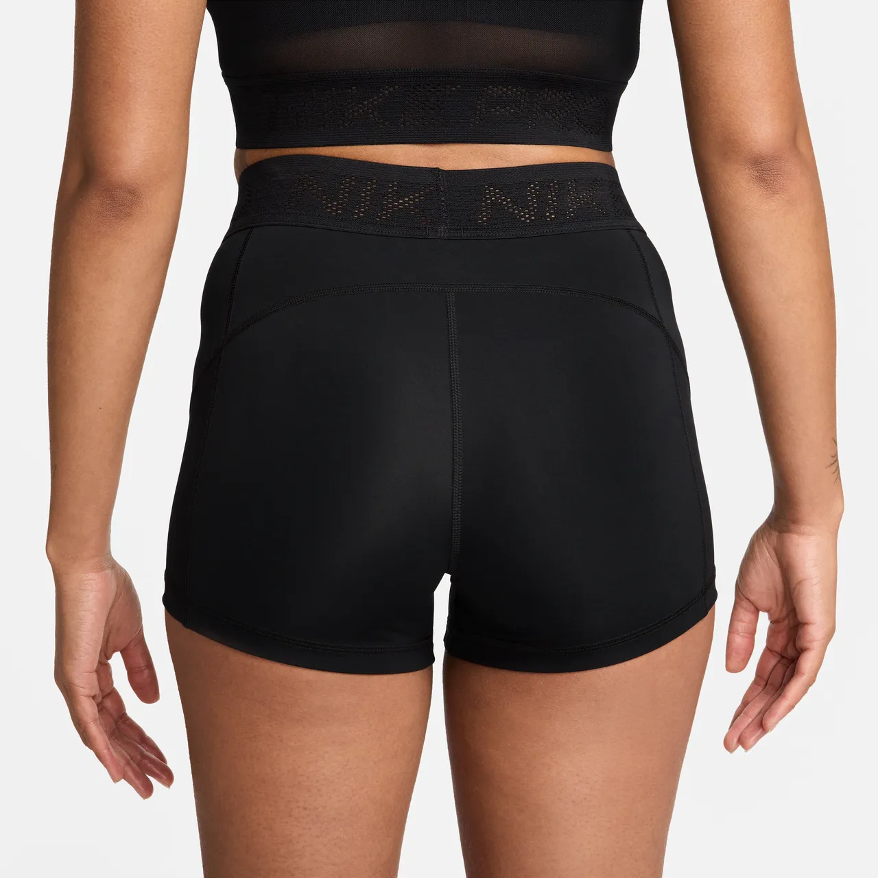 Nike Pro Women's Mid-Rise 7.5cm (approx.) Mesh-Panelled Shorts - Black - Polyester