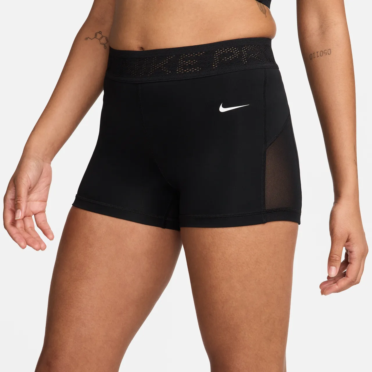 Nike Pro Women's Mid-Rise 7.5cm (approx.) Mesh-Panelled Shorts - Black - Polyester