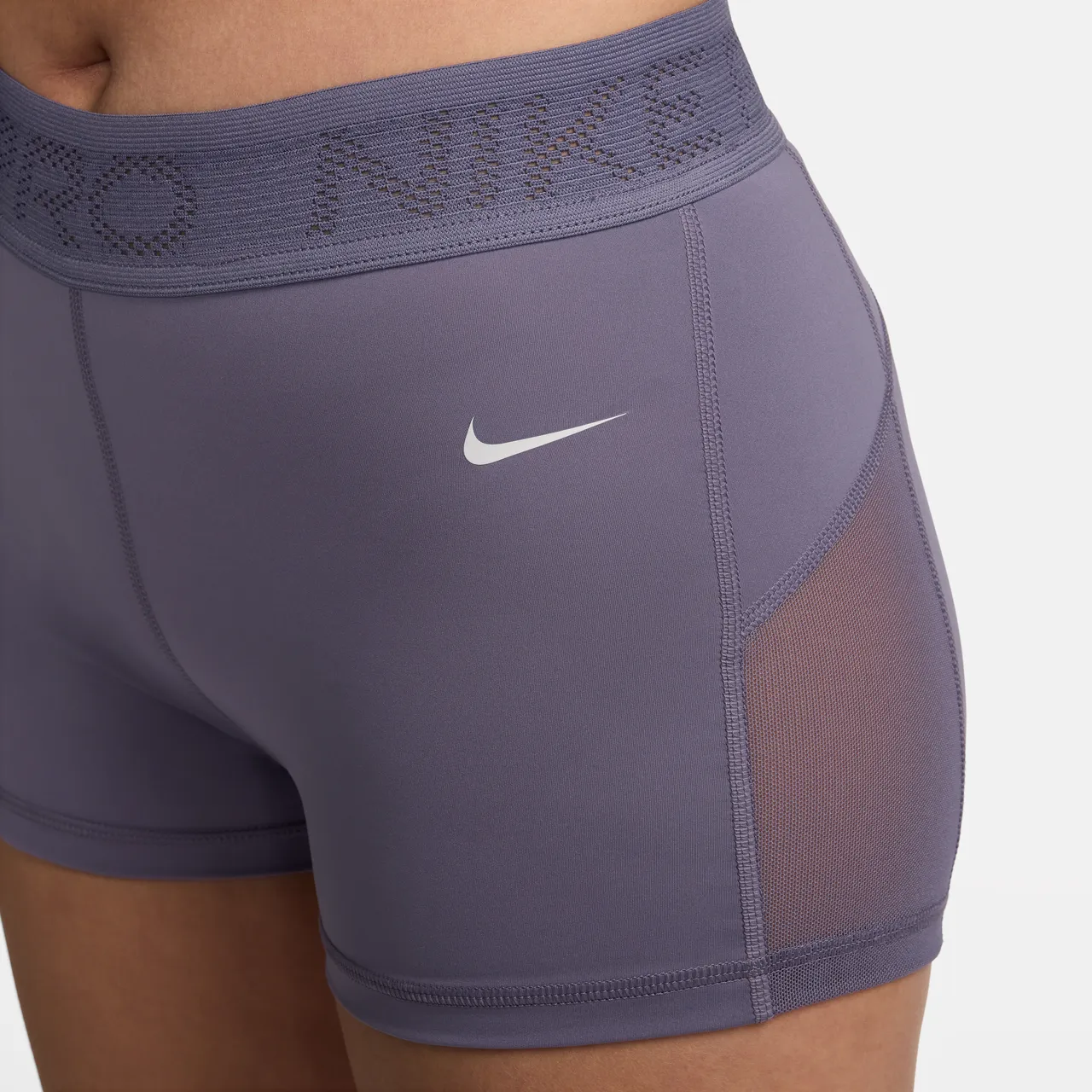 Nike Pro Women's Mid-Rise 7.5cm (approx.) Mesh-Panelled Shorts - Purple - Polyester
